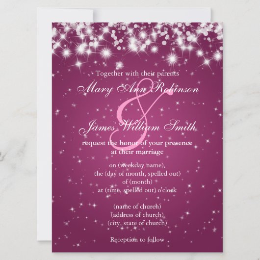 Elegant Wedding Save the Date Winter Sparkle Pink (Voorkant)