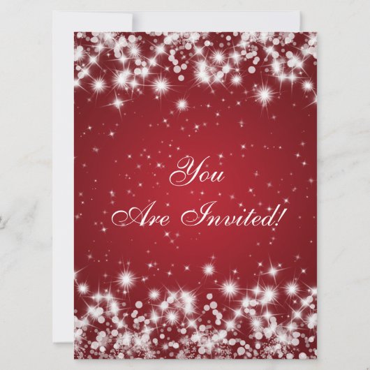 Elegant Wedding Save the Date Winter Sparkle Red (Achterkant)