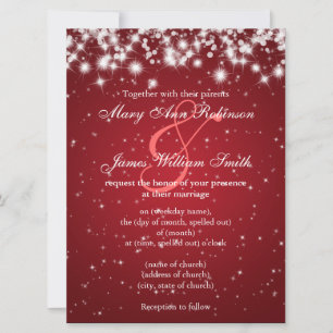 Elegant Wedding Save the Date Winter Sparkle Red