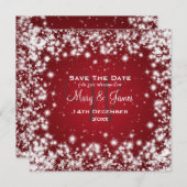 Elegant Wedding Save the Date Winter Sparkle Red (Voorkant / Achterkant)