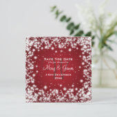 Elegant Wedding Save the Date Winter Sparkle Red (Staand voorkant)