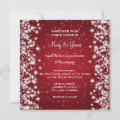 Elegant Wedding Save the Date Winter Sparkle Red (Achterkant)