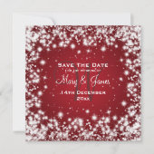 Elegant Wedding Save the Date Winter Sparkle Red (Voorkant)
