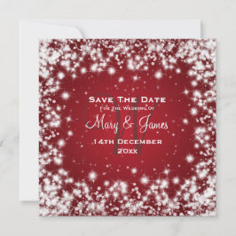 Elegant Wedding Save the Date Winter Sparkle Red