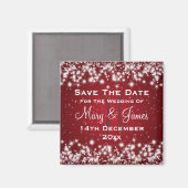 Elegant Wedding Save the Date Winter Sparkle Red Magneet (Voorkant / Achterkant)