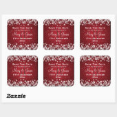 Elegant Wedding Save the Date Winter Sparkle Red Vierkante Sticker (Vel)