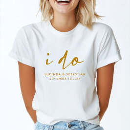Elegant Wedding Script Gold en White Bride T-shirt