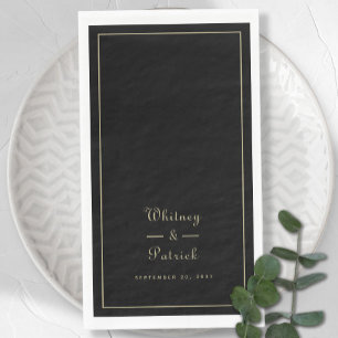 Elegant Wedding Script Minimalist Black Gold Chic Servet
