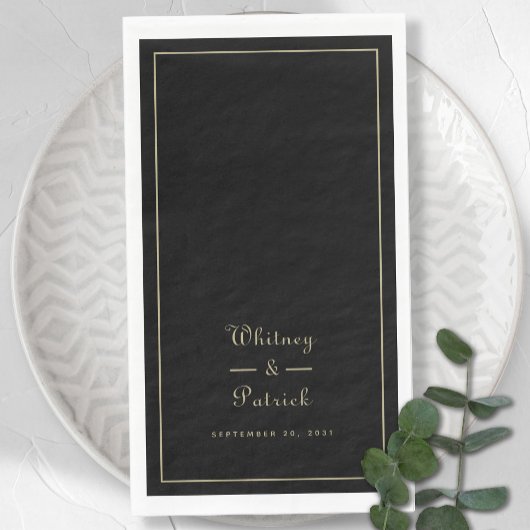 Elegant Wedding Script Minimalist Black Gold Chic Servet