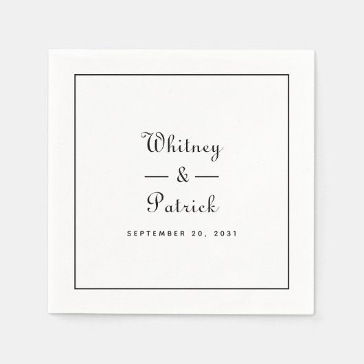 Elegant Wedding Script Minimalist Black White Chic Servet (Voorkant)