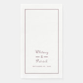 Elegant Wedding Script Minimalist Bourgogne Dinner Servet (Voorkant)