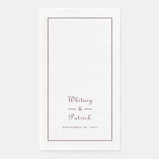 Elegant Wedding Script Minimalist Bourgogne Dinner Servet (Voorkant)