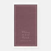 Elegant Wedding Script Minimalist Burgundy Gold Servet (Voorkant)