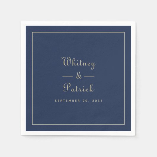 Elegant Wedding Script Minimalist Gold Black Chic Servet (Voorkant)