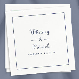 Elegant Wedding Script Minimalist Navy Blue Chic Servet