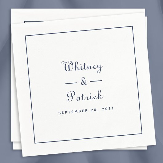 Elegant Wedding Script Minimalist Navy Blue Chic Servet