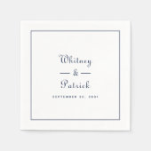 Elegant Wedding Script Minimalist Navy Blue Chic Servet (Voorkant)