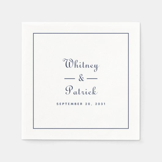 Elegant Wedding Script Minimalist Navy Blue Chic Servet (Voorkant)