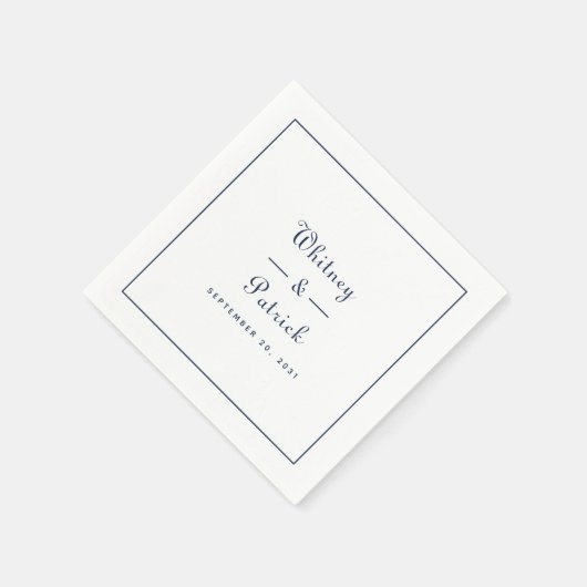Elegant Wedding Script Minimalist Navy Blue Chic Servet (Hoek)