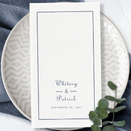 Elegant Wedding Script Minimalist Navy Blue Dinner Servet