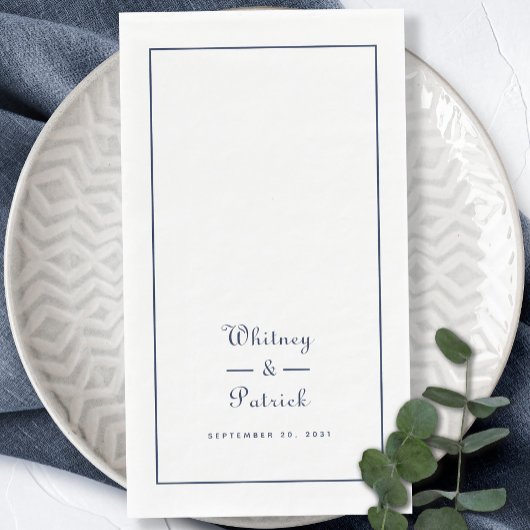 Elegant Wedding Script Minimalist Navy Blue Dinner Servet