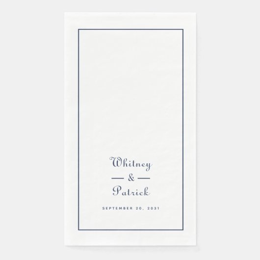 Elegant Wedding Script Minimalist Navy Blue Dinner Servet (Voorkant)