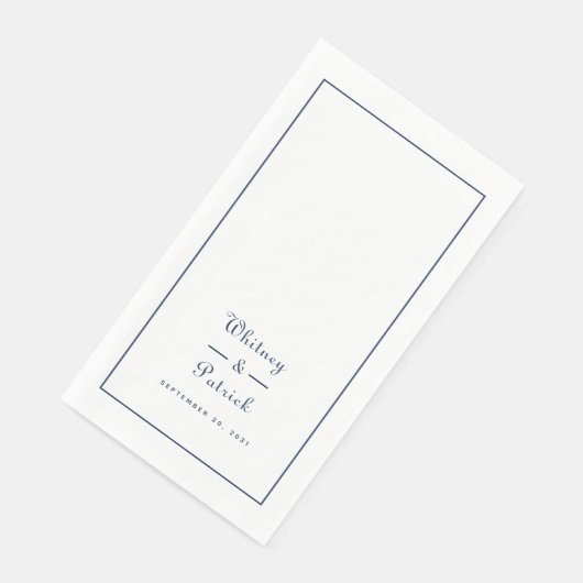 Elegant Wedding Script Minimalist Navy Blue Dinner Servet (Hoek)