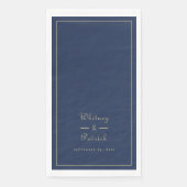 Elegant Wedding Script Minimalist Navy Blue Gold Servet (Voorkant)