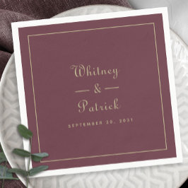 Elegant Wedding Script-minimalistisch goud & Bourg Servet