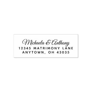 Elegant Wedding Script Return Address Stamp Zelfinktende Stempel