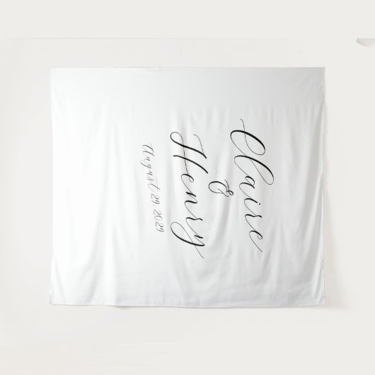 Elegant Wedding Script Tapestry Backdrop Wandkleed (Voorkant (horizontaal))