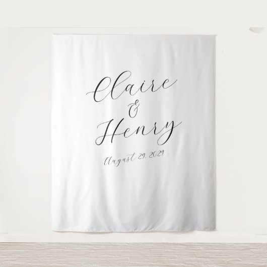 Elegant Wedding Script Tapestry Backdrop Wandkleed (Voorkant)
