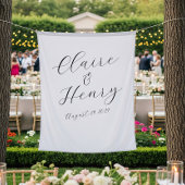 Elegant Wedding Script Tapestry Backdrop Wandkleed