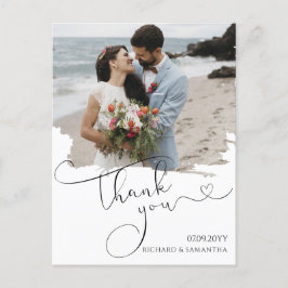 Elegant Wedding Script Thank You Photo Briefkaart
