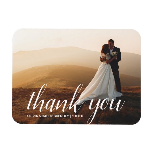 Elegant Wedding Script | Weddenfoto Magnet Gift Magneet (Horizontaal)