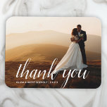 Elegant Wedding Script | Weddenfoto Magnet Gift Magneet<br><div class="desc">Voeg je beste trouwfoto en aangepast bericht toe aan deze elegante bruine trouwfoto magneet. Een speciale zorg voor familie en vrienden.</div>