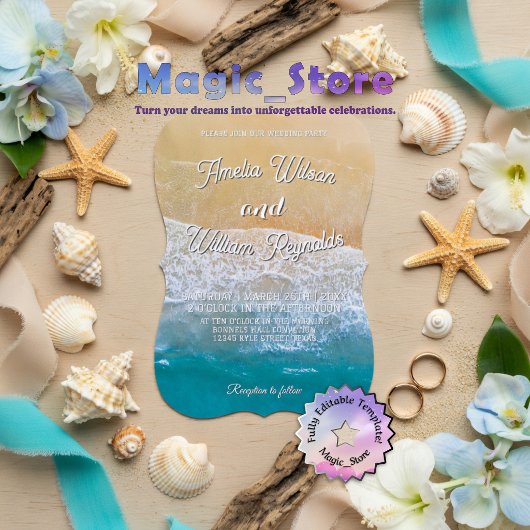 Elegant Wedding Sea Waves Sand Beach Kaart