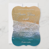 Elegant Wedding Sea Waves Sand Beach Kaart (Voorkant)