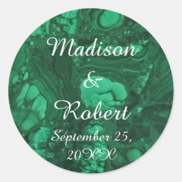 Elegant Wedding Seal Bright Green Swirled Gemstone Ronde Sticker
