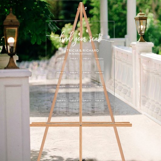 Elegant Wedding Seating Chart Acryl Bord