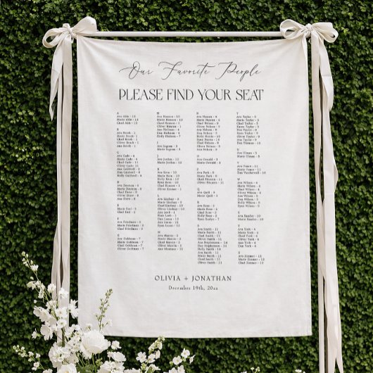 Elegant Wedding Seating Chart Alphabetical Fabric Wandkleed