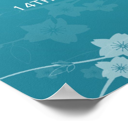 Elegant Wedding Seating Chart Cherry Blossom Blue Poster (Hoek)