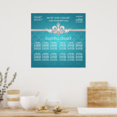 Elegant Wedding Seating Chart Fleur De Lis Blue Poster (Keuken)