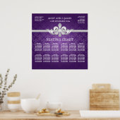 Elegant Wedding Seating Chart Fleur De Lis Paars Poster (Keuken)