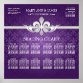 Elegant Wedding Seating Chart Fleur De Lis Paars Poster (Voorkant)
