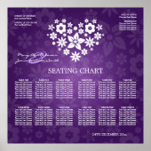 Elegant Wedding Seating Chart Flowery Heart Paars Poster (Voorkant)