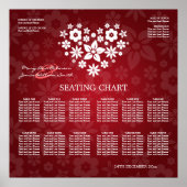 Elegant Wedding Seating Chart Flowery Heart Red Poster (Voorkant)
