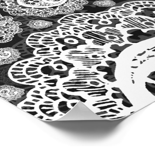 Elegant Wedding Seating Chart Paisley Lace Black Poster (Hoek)