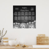 Elegant Wedding Seating Chart Paisley Lace Black Poster (Keuken)