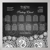 Elegant Wedding Seating Chart Paisley Lace Black Poster (Voorkant)